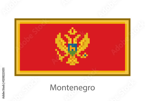 Vector illustration of the Montenegro flag in pixel art or mosaic style on white background. Collection of flags of the countries of the world.