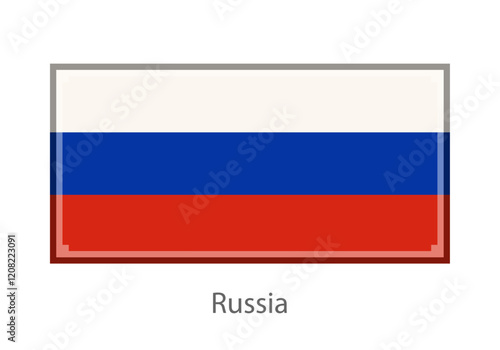Vector illustration of the Russia flag in pixel art or mosaic style on white background. Collection of flags of the countries of the world.