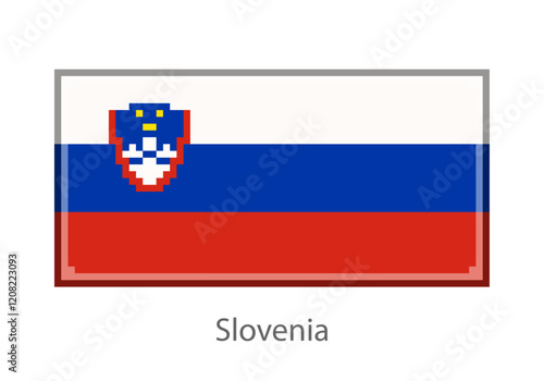Vector illustration of the Slovenia flag in pixel art or mosaic style on white background. Collection of flags of the countries of the world.