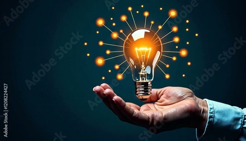 Idea Bulb_ Creative Innovation Concept, Lightbulb in Hand, Creative Spark