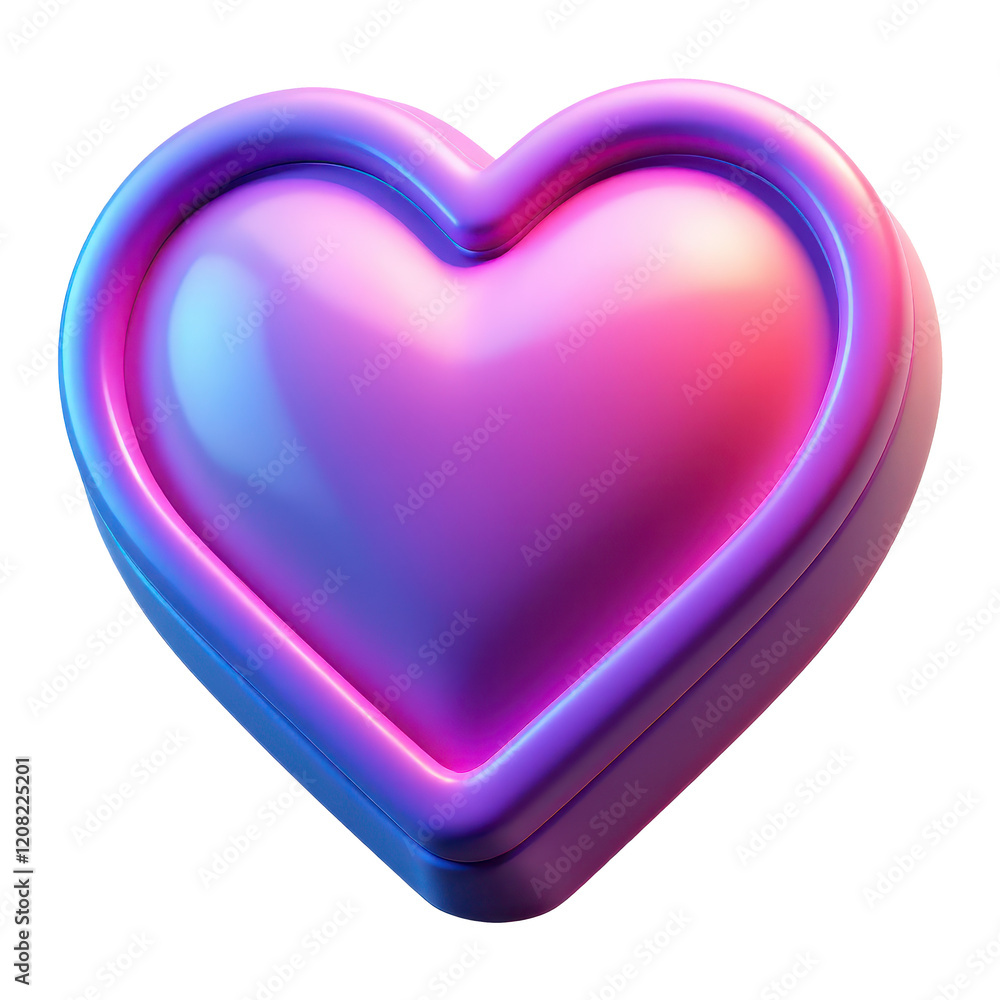3D heart icon with holographic neon colors. Isolated heart icon for Valentines Day and love expression in social network. 3D heart icon with holographic neon colors. Isolated heart icon for Valentines Day and love expression in social network.