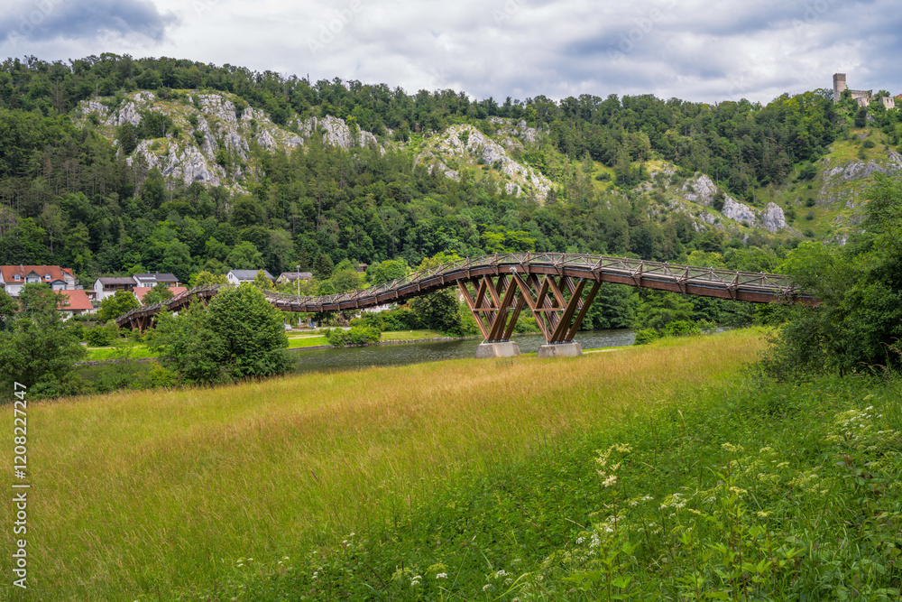 Wooden bridge accross the river Altmühl