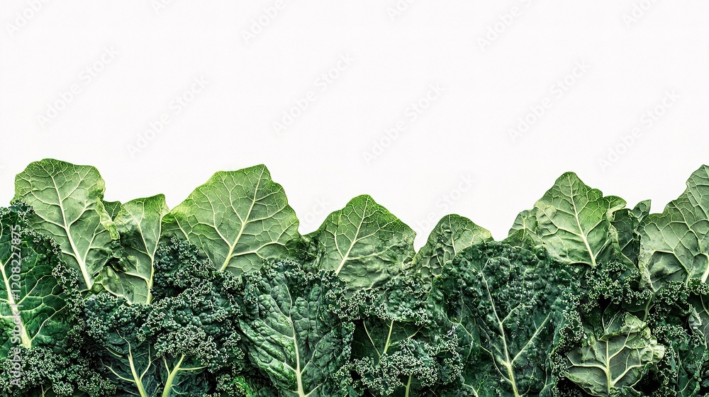 Fresh Green Kale Leaves with Intricate Textures and Vibrant Colors Fresh Green Kale Leaves with Intricate Textures and Vibrant Colors