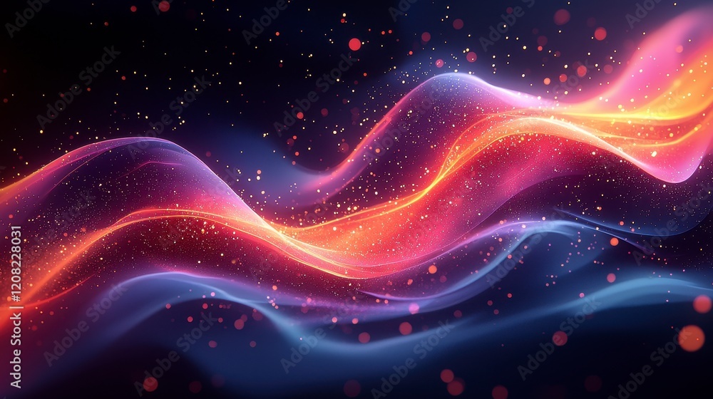Fototapeta premium Abstract wave of glowing particles and light.