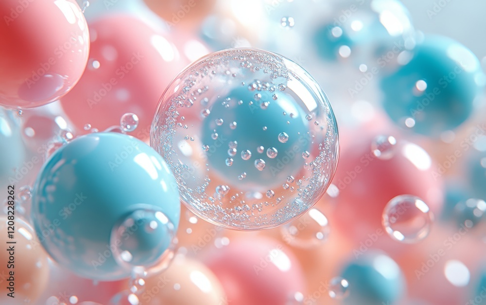 Colorful Macro Close-up of Bubbles in Abstract Artistic Composition Colorful Macro Close-up of Bubbles in Abstract Artistic Composition