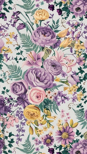 Vector Seamless Floral Pattern Illustration. Horizontally And Vertically Repeatable.