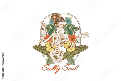 Photography Salty Soul, Skeleton Summer Sublimation T Shirt Design