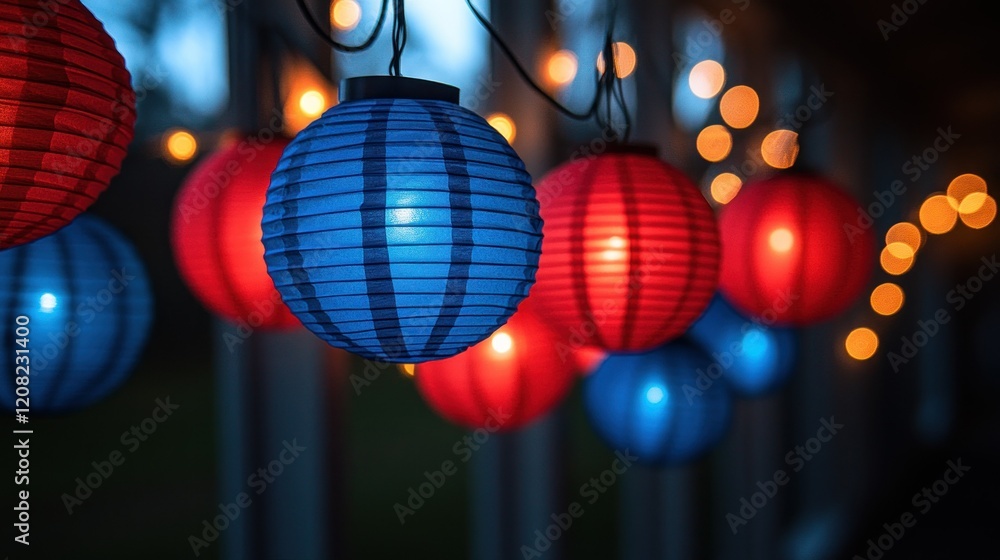 Fototapeta premium Enchanting Evening: Illuminated Paper Lanterns