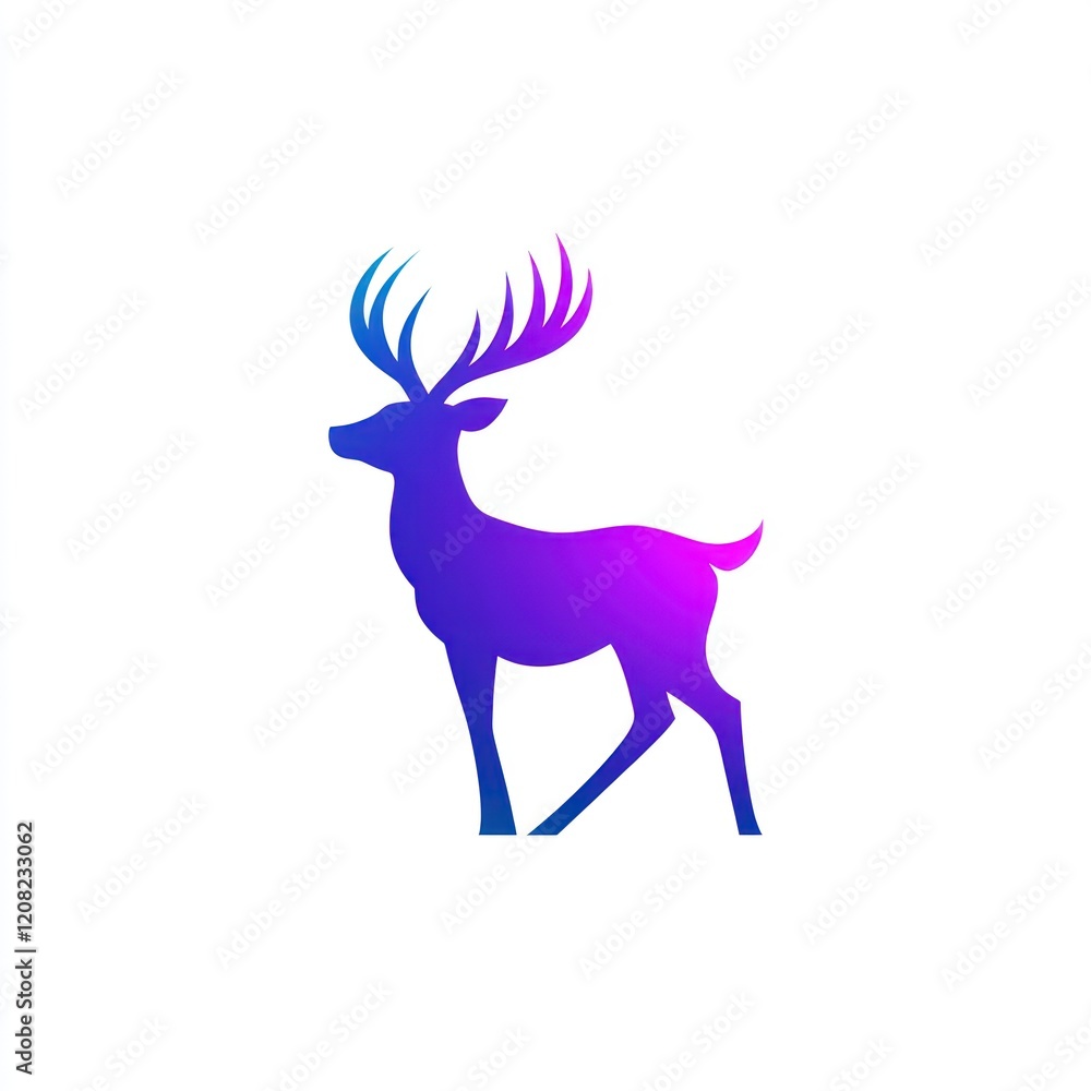 Fototapeta premium Gradient deer walks in a white background, usable for prints and logos
