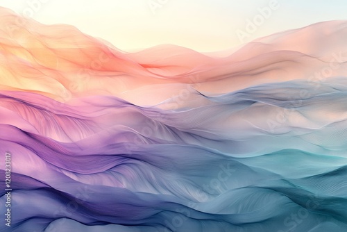 Pastel layers of soft waves in serene abstract art photo