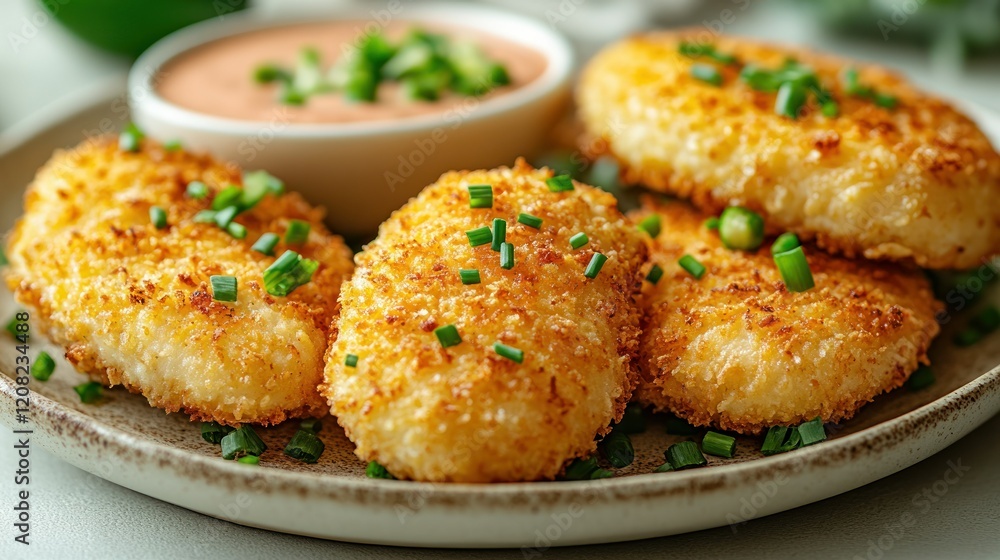 Crispy Breaded Fish Cakes with Creamy Dip Crispy Breaded Fish Cakes with Creamy Dip