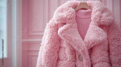 Pink Fluffy Coat Fashion Photography photo