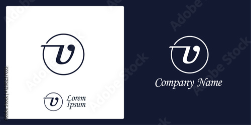 U Letter Logo and icon with stylized circle, editable vector