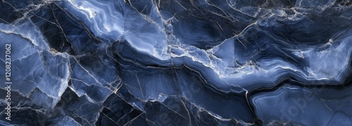 Deep blue marble with fluid patterns