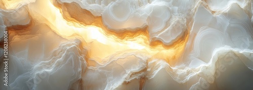 Backlit translucent white onyx marble glowing from within. Very wide background