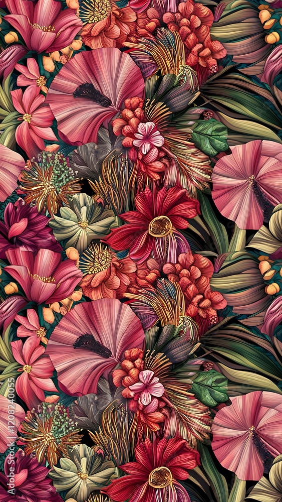 Fototapeta premium Vector Seamless Floral Pattern Illustration. Horizontally And Vertically Repeatable.