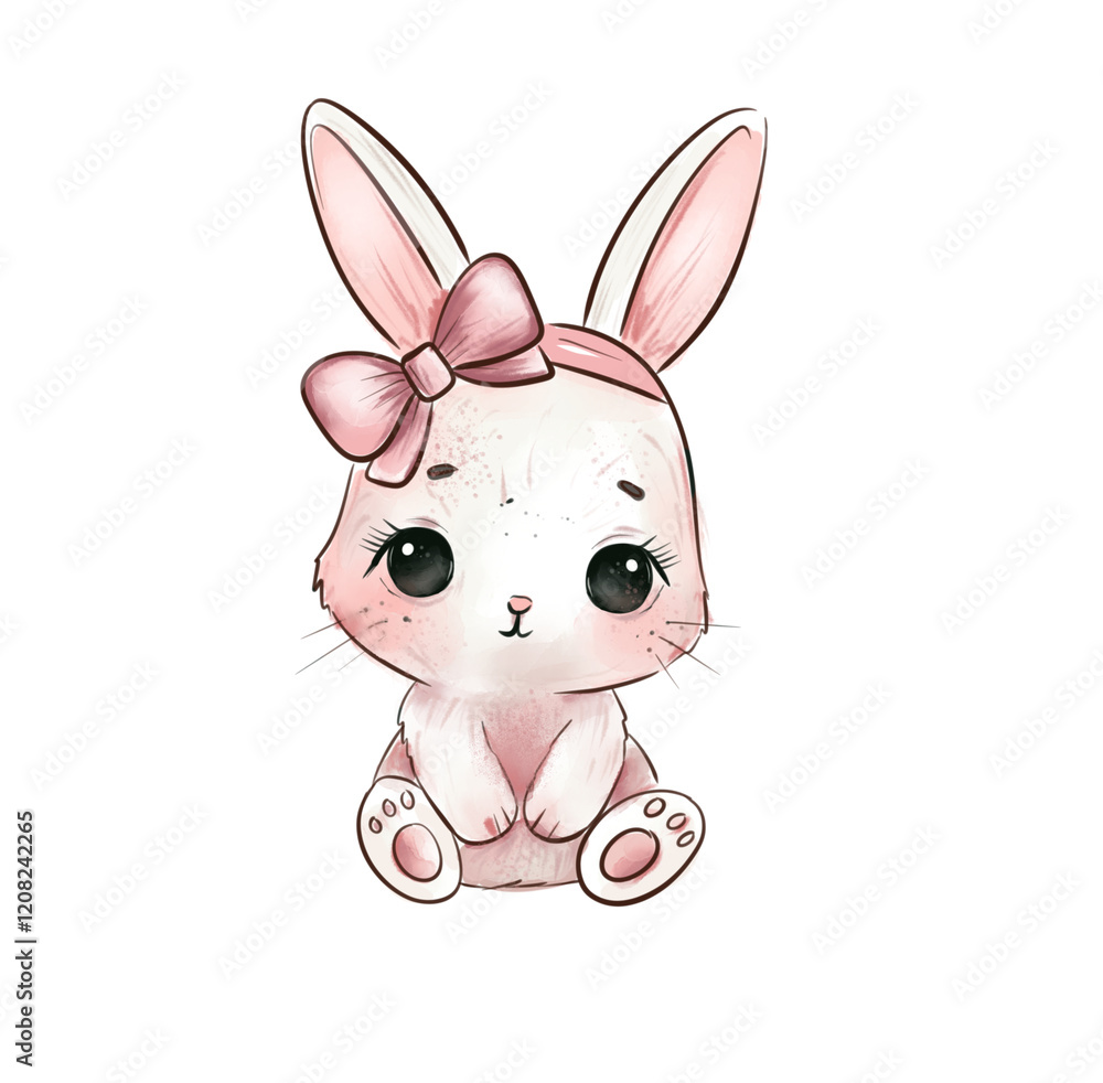 Obraz premium Cute Baby baby Bunny Watercolor Illustration Kids' Creative Activities