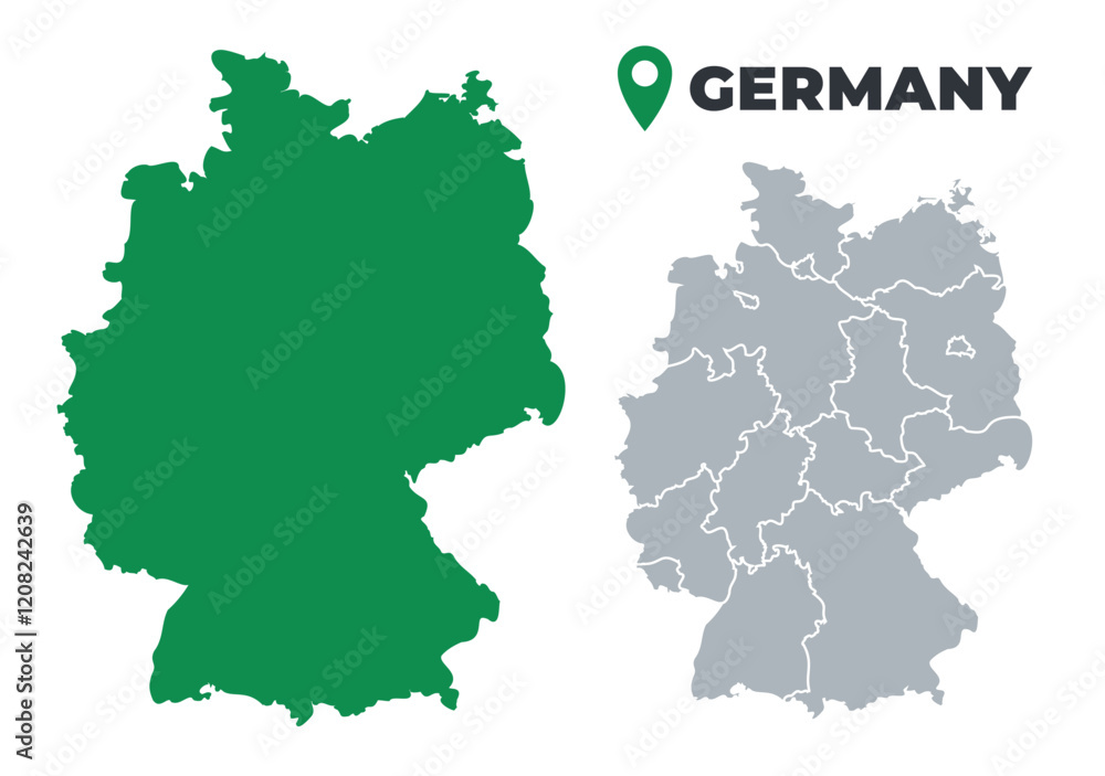 Obraz premium Germany map simple flat outline vector set