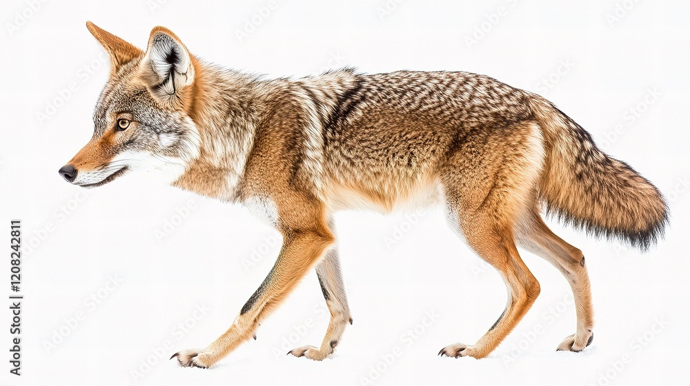 Obraz premium Lone Coyote Canis latrans Walking in a Natural Habitat Landscape