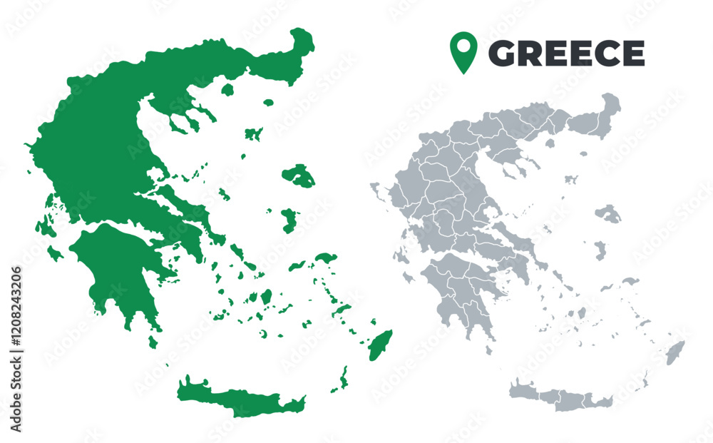 Obraz premium Greece map simple flat outline vector set