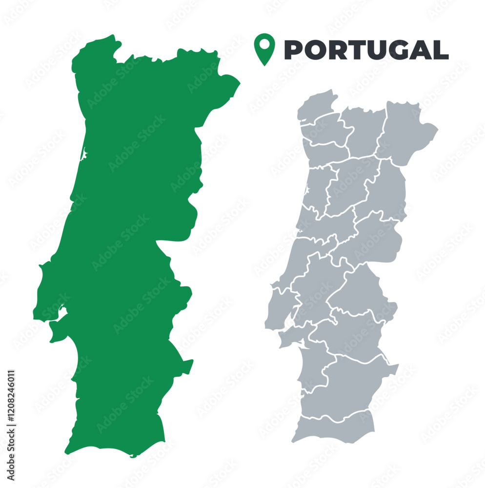 Portugal map simple flat outline vector set Portugal map simple flat outline vector set