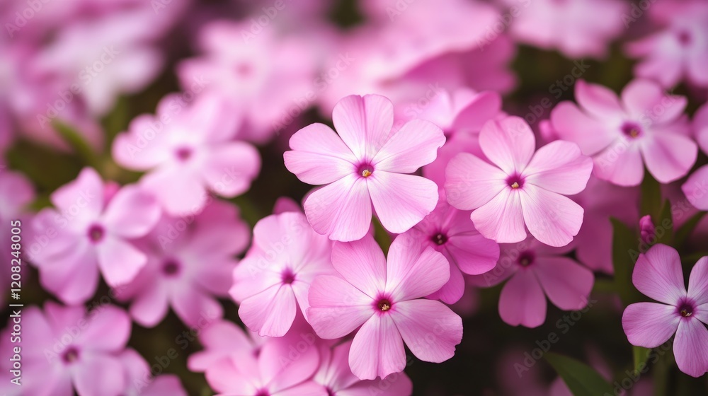 Vibrant pink phlox subulata blossoms creating a lush floral background in a garden setting Vibrant pink phlox subulata blossoms creating a lush floral background in a garden setting