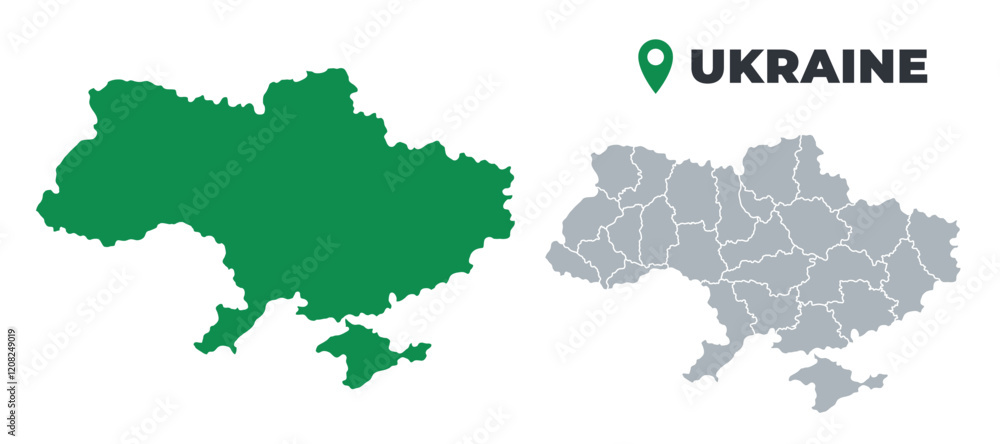 Ukraine map simple flat outline vector set Ukraine map simple flat outline vector set