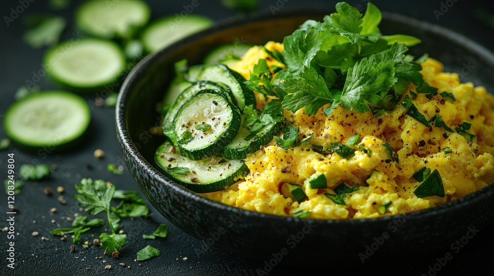 Delicious Scrambled Eggs with Zucchini and Parsley Delicious Scrambled Eggs with Zucchini and Parsley