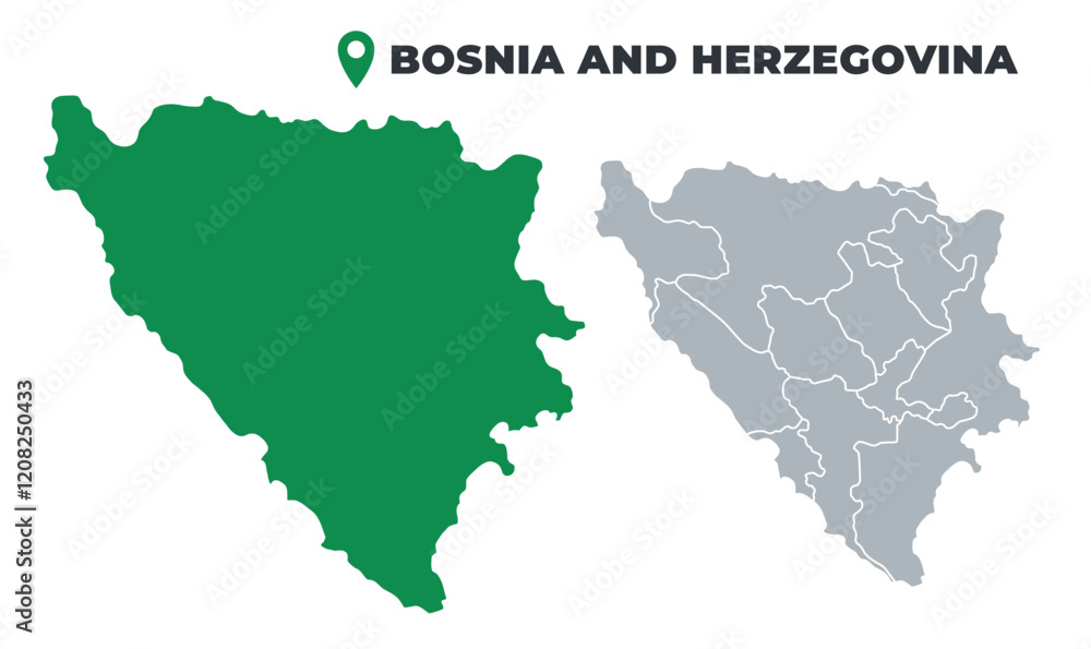 Bosnia map simple flat outline vector set Bosnia map simple flat outline vector set