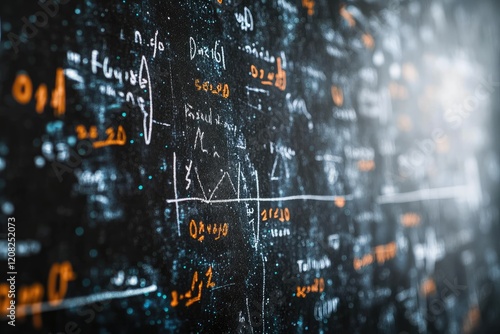 Mathematical Equations on Chalkboard: Abstract Science and Data Analysis Concept photo