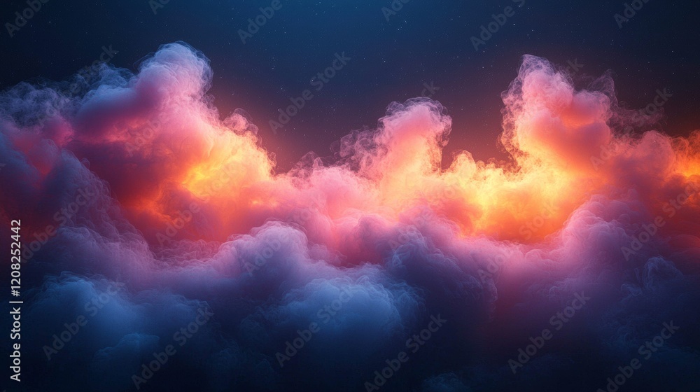 Fototapeta premium Dreamy purple and orange clouds at twilight