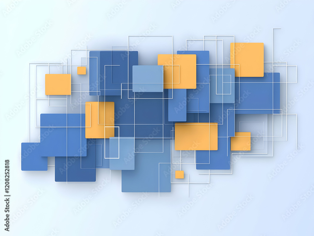 Abstract 3D Blue and Orange Squares Background Abstract 3D Blue and Orange Squares Background
