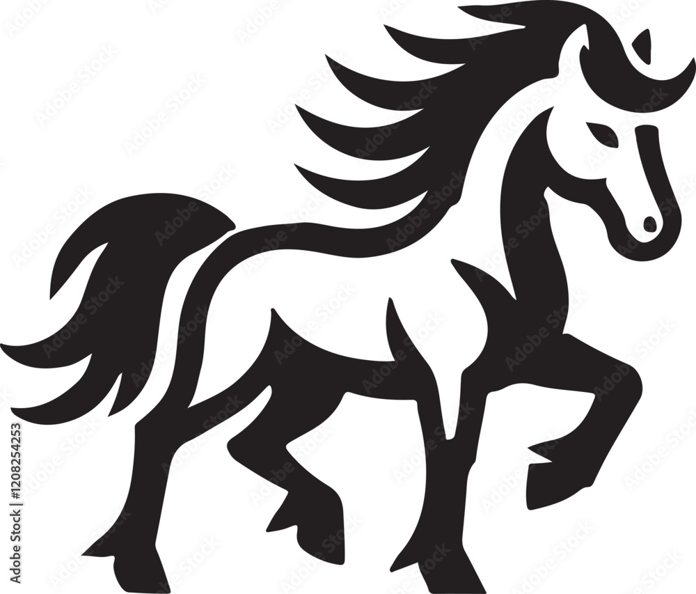 Horse icon silhouette vector with white background Horse icon silhouette vector with white background