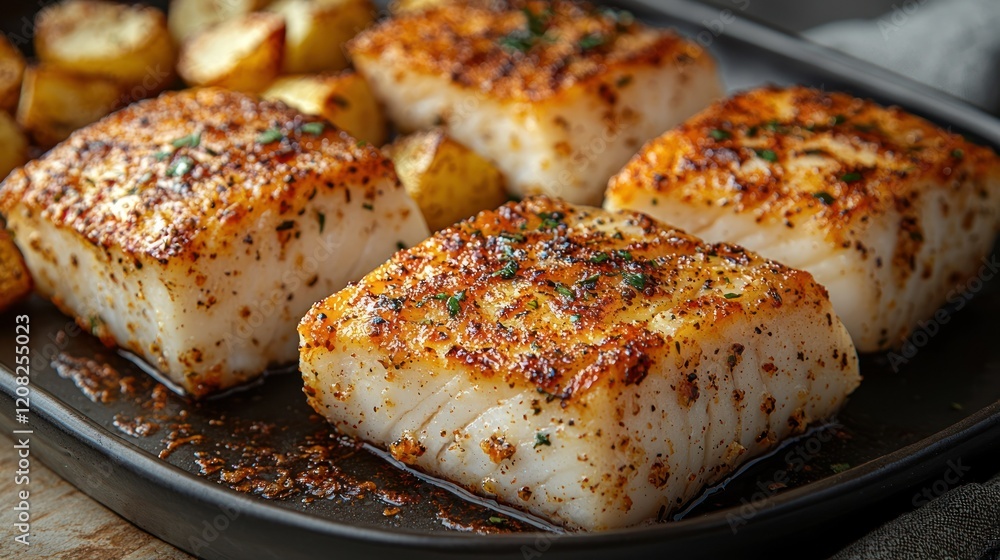Delicious Pan-Seared Cod with Roasted Potatoes Delicious Pan-Seared Cod with Roasted Potatoes