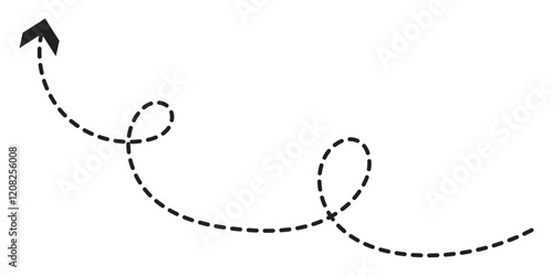 Long squiggle dashed, dotted line arrow vector icon