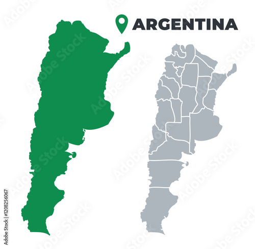 Argentina map simple flat outline vector set