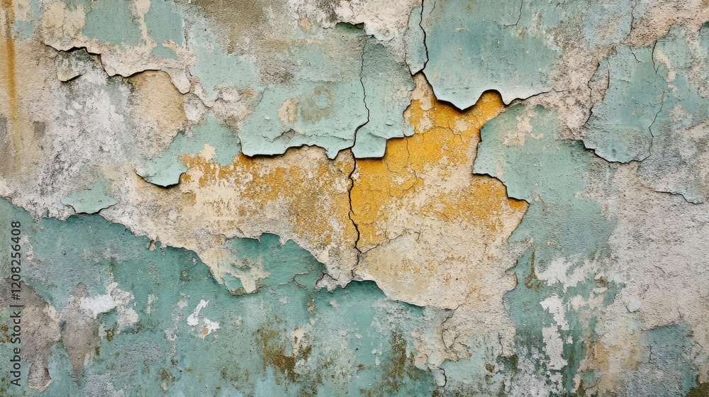 Worn cracked wall texture with peeling paint in faded colors showcasing an aged weathered surface Worn cracked wall texture with peeling paint in faded colors showcasing an aged weathered surface