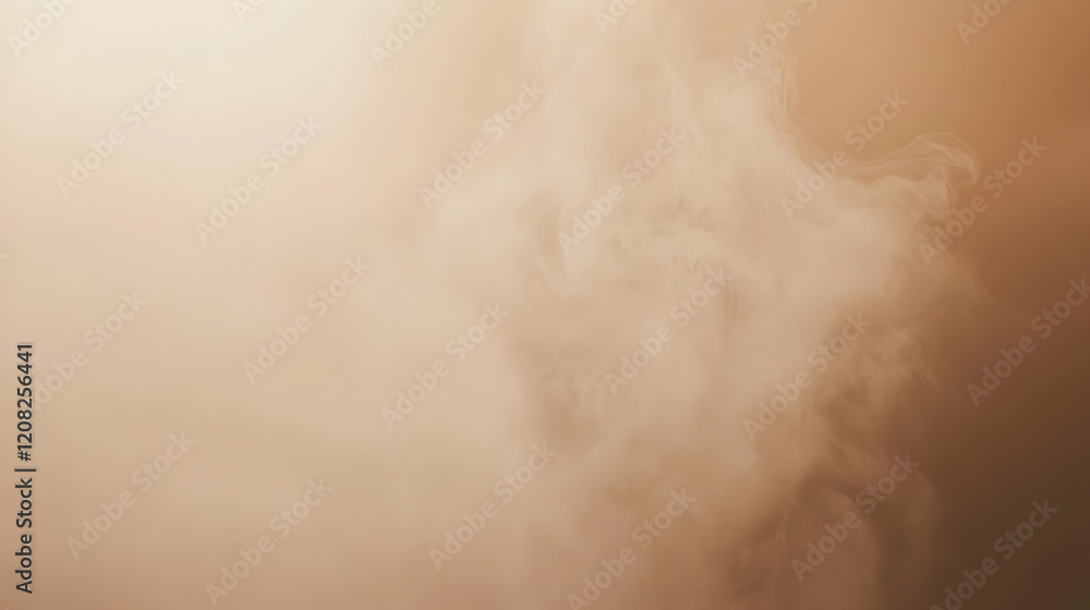 Fototapeta premium Fog rolling delicately over a muted beige backdrop, softly lit for enhanced detail