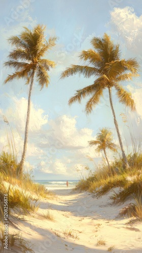 Wallpaper Mural Vibrant beach walks at tropical paradise during sunset serene landscape relaxing environment Torontodigital.ca