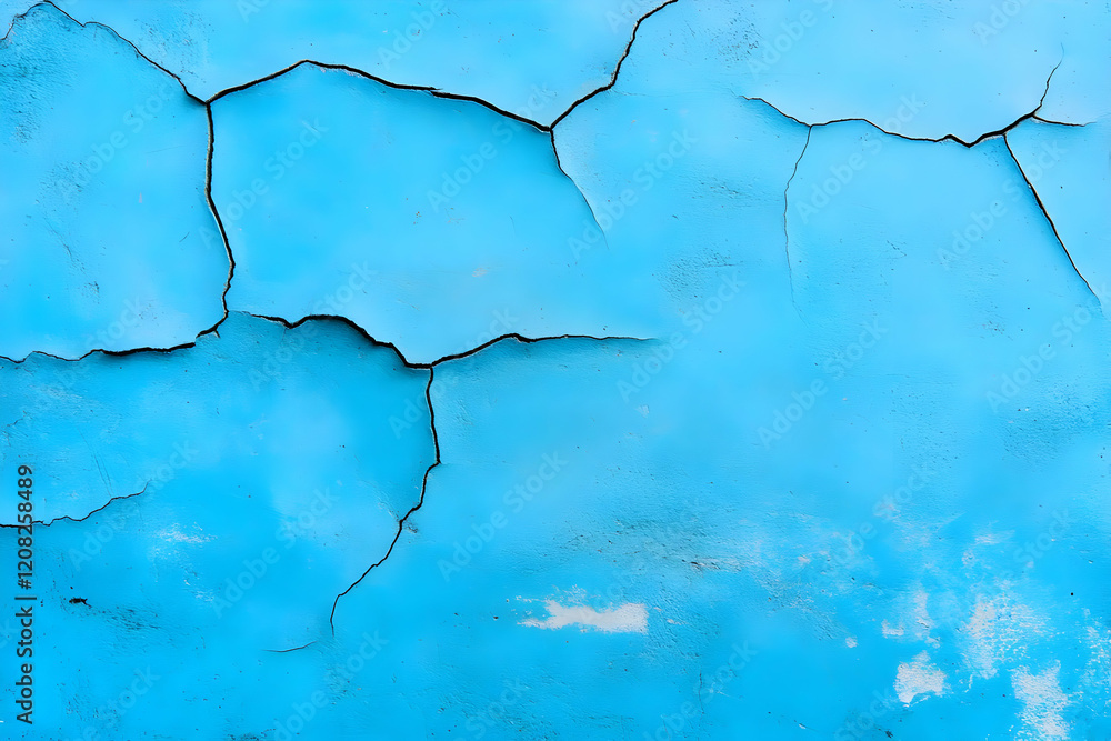 Obraz premium Cracked Blue Paint Abstract Background