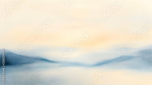 Mist dispersing subtly against a pale cream and sky blue background, softly illuminated for clear definition