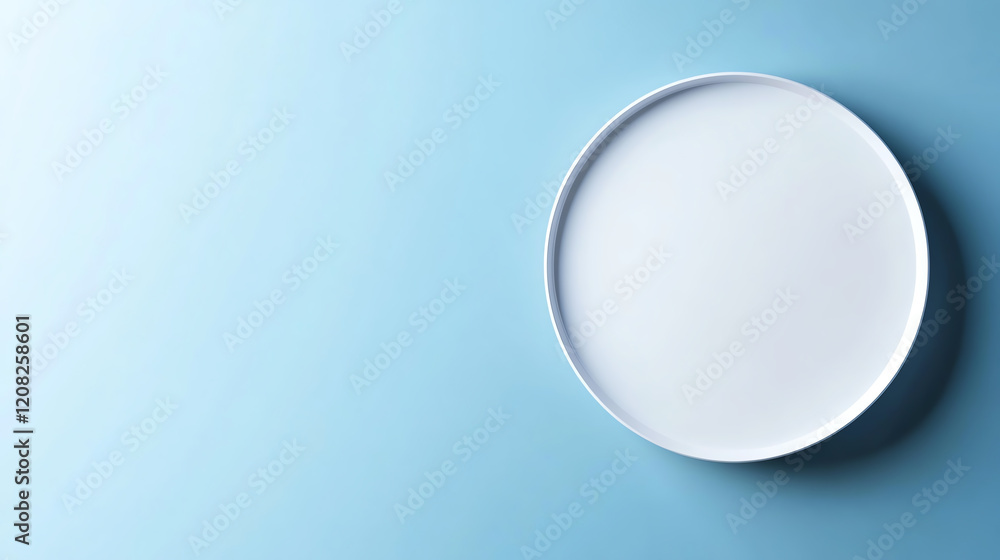 A minimalistic white plate against a soft blue backdrop, ideal for showcasing culinary creations or food photography. A minimalistic white plate against a soft blue backdrop, ideal for showcasing culinary creations or food photography.