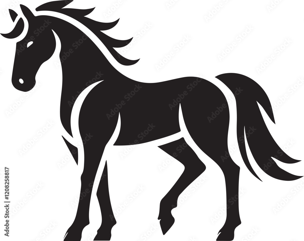 Obraz premium Horse icon silhouette vector with white background