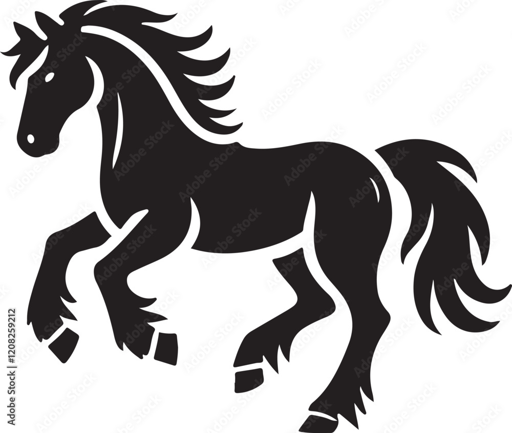 Obraz premium Horse icon silhouette vector with white background