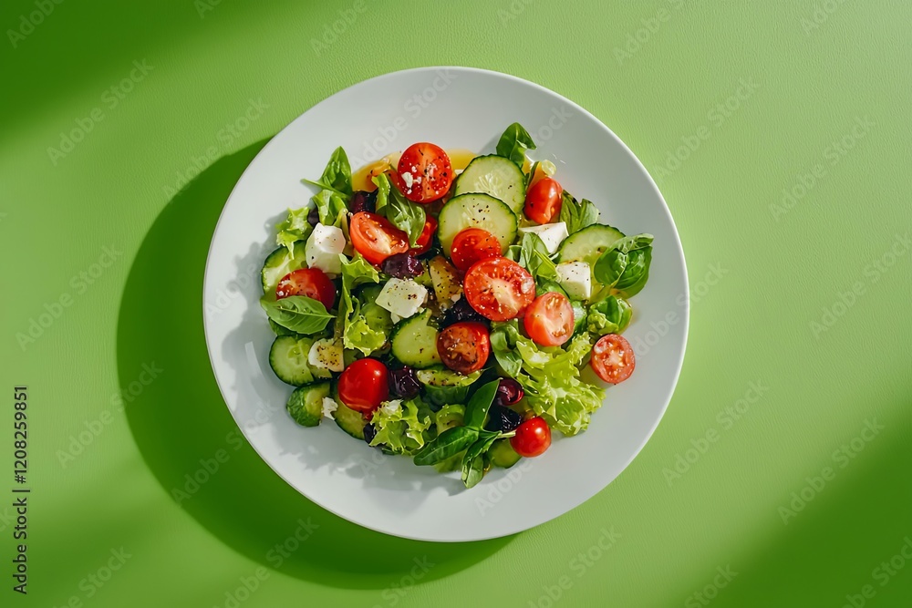 Greek salad. Greek salad on a white plate top view. healthy food.flat lay. Greek salad. Greek salad on a white plate top view. healthy food.flat lay.