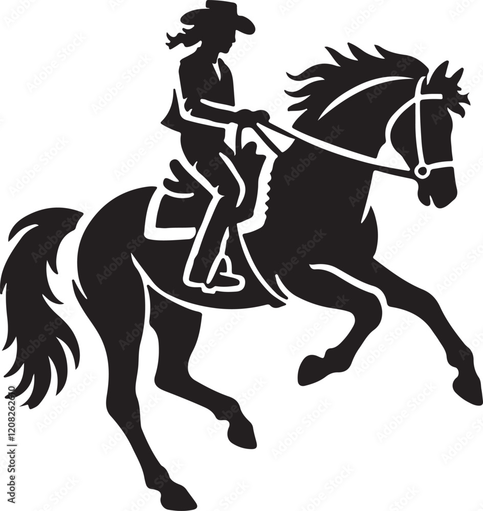 Fototapeta premium Horse Rider icon silhouette vector with white background