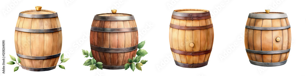 Fototapeta premium Watercolor Oak Barrel s