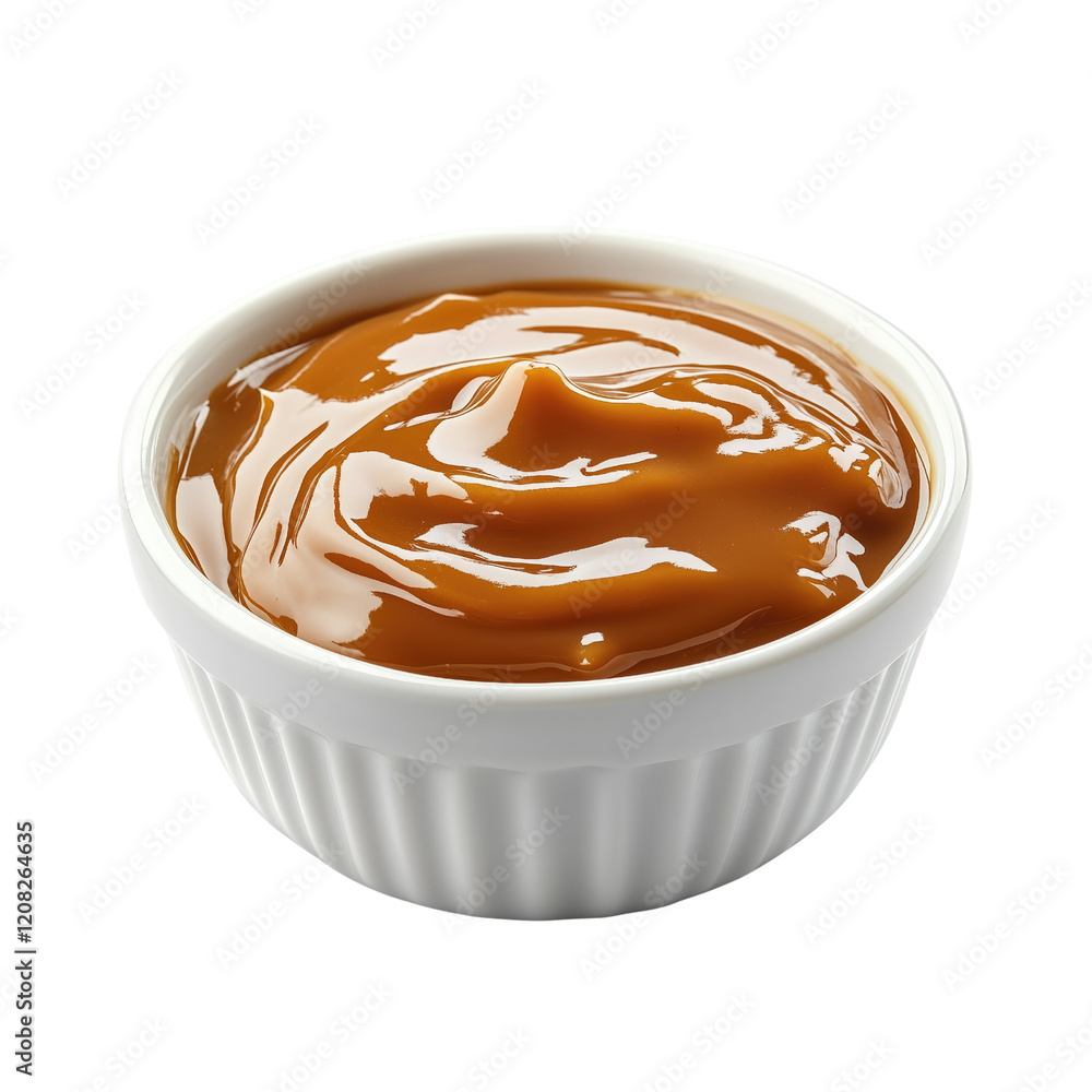 creamy caramel sauce in a white bowl isolated on transparent background creamy caramel sauce in a white bowl isolated on transparent background