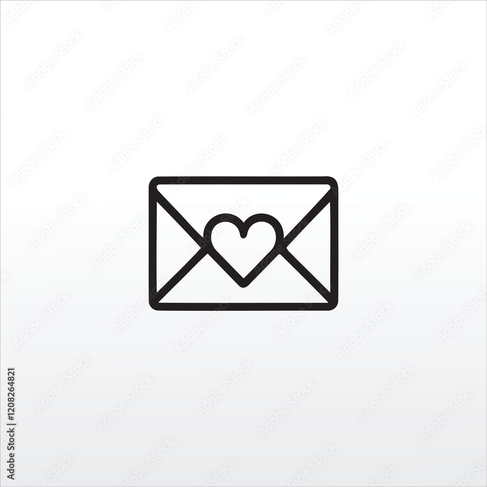 Heart love letter envelope silhouette black line art vector illustration printable clipart sublimation design isolated Heart love letter envelope silhouette black line art vector illustration printable clipart sublimation design isolated