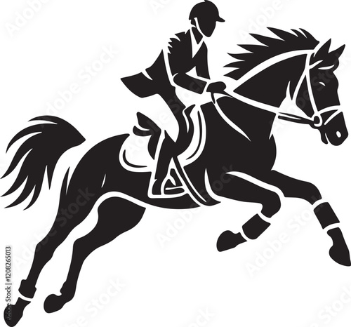 Horse Rider icon silhouette vector with white background